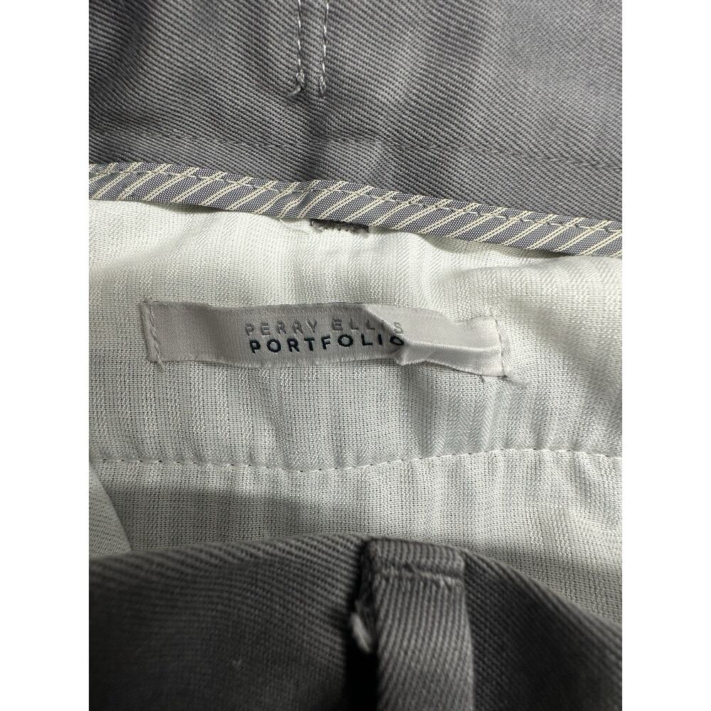 Perry Ellis Mens Pants Adult Gray Portfolio Flat Front Straight Dress 32 X 30 - Picture 3 of 7